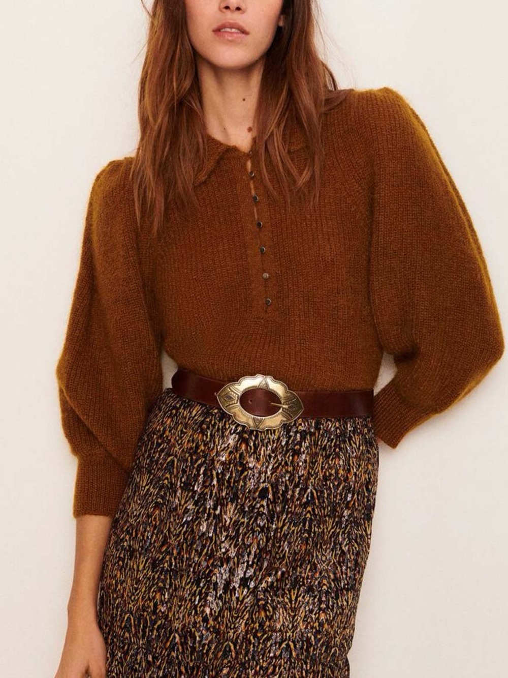 ba&sh TILTE Mohair Sweater Medium Peter Pan Collar Puffy Sleeves Shoulder Pads